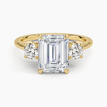 Petal Three Stone Diamond Ring (2/3 ct. tw.) - Emerald Cut Center Stone