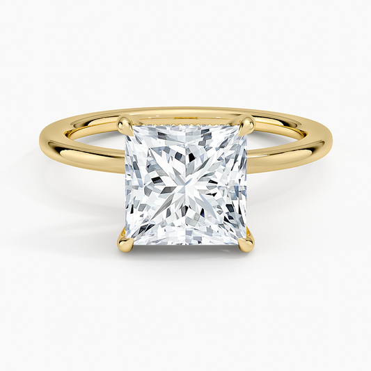 Audrey Perfect Fit Hidden Halo 1.4mm Diamond Ring - Princess Cut Center Stone