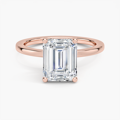 Perfect Fit 1.4mm Solitaire Ring - Emerald Cut Center Stone