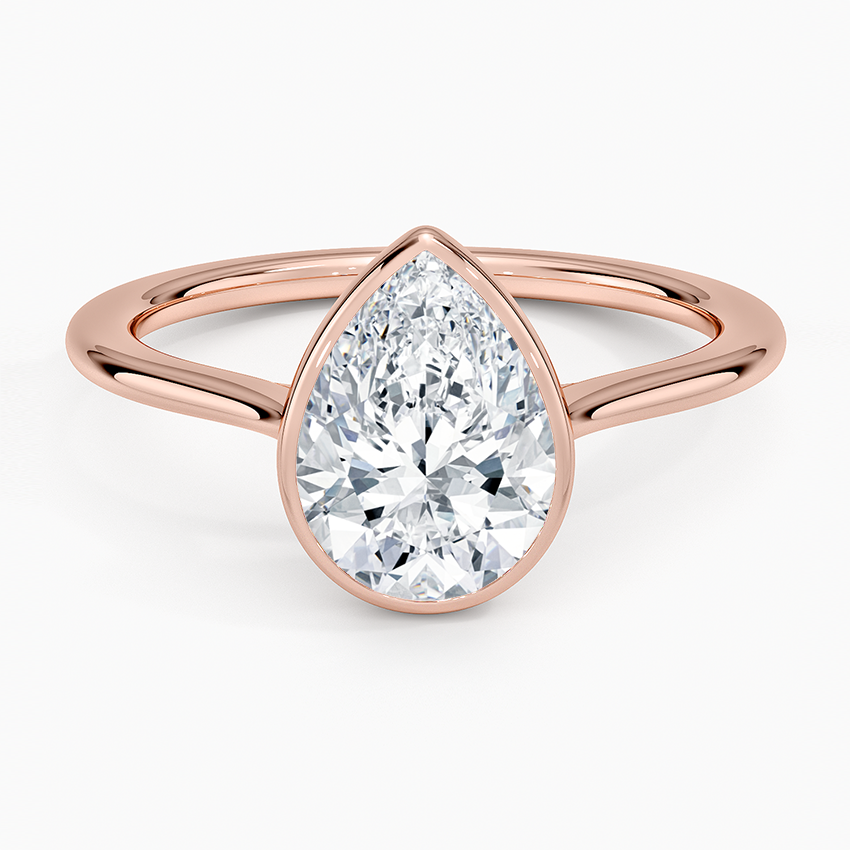 Petite Luna 1.5mm Bezel Ring - Pear Center Stone