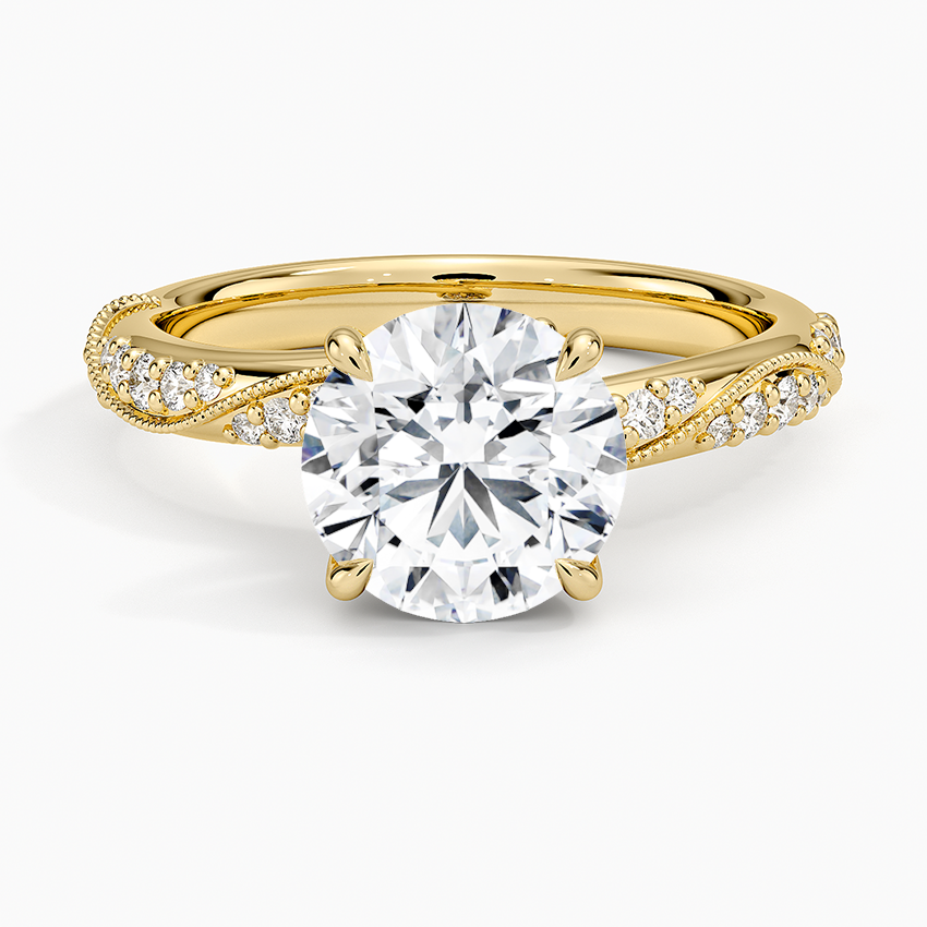 Camellia Hidden Accent 2.5mm Diamond Ring - Round Center Stone