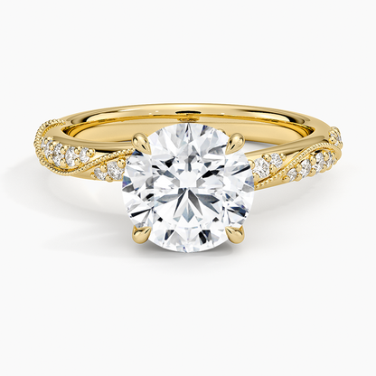 Camellia Hidden Accent 2.5mm Diamond Ring - Round Center Stone