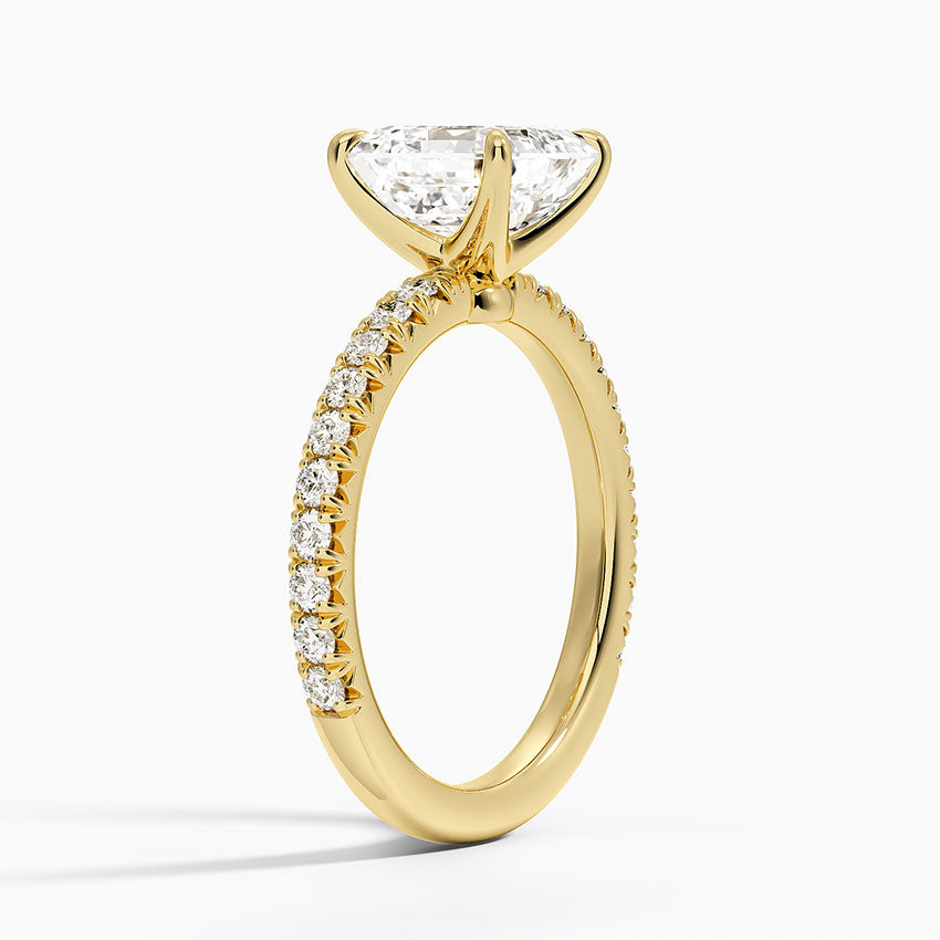 Amelie Three-Quarter Coverage Diamond Ring - Asscher Cut Center Stone