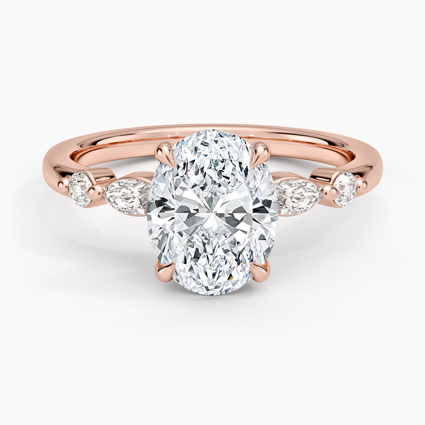 Versailles One-Quarter Coverage Diamond Ring - Oval Center Stone