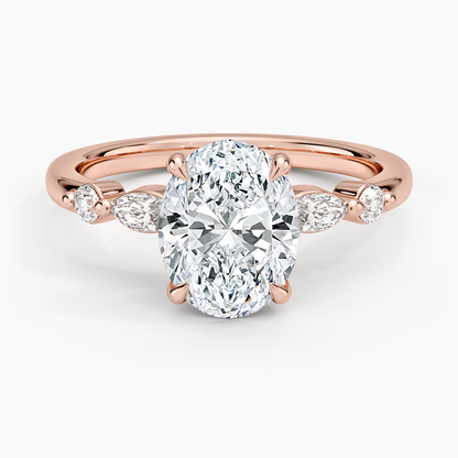 Versailles One-Quarter Coverage Diamond Ring - Oval Center Stone