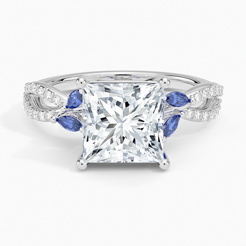 Luxe Willow Sapphire and Diamond Ring (1/8 ct. tw.) - Princess Cut Center Stone