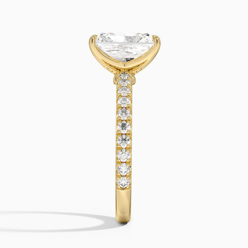 Amelie Three-Quarter Coverage Diamond Ring - Radiant Cut Center Stone