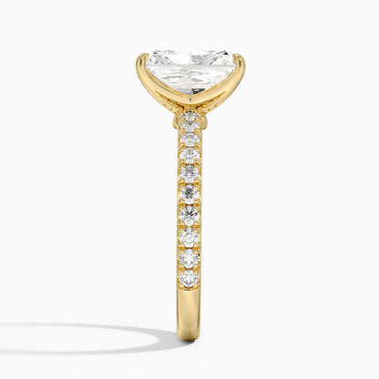 Amelie Three-Quarter Coverage Diamond Ring - Radiant Cut Center Stone