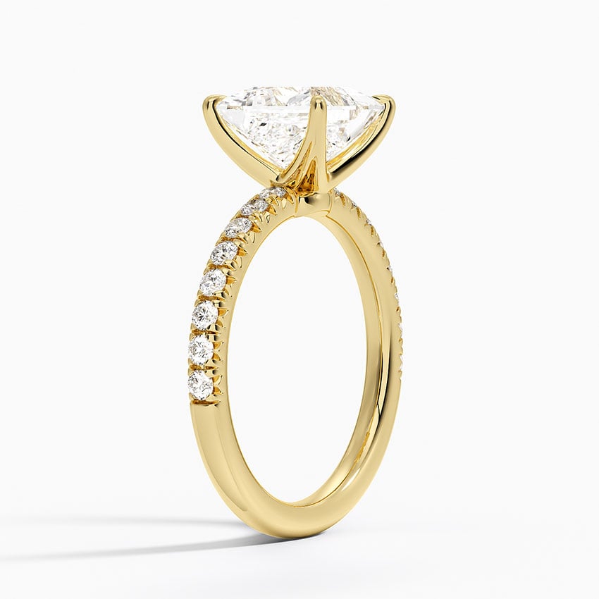 Amelie Half Coverage Diamond Ring - Princess Cut Center Stone