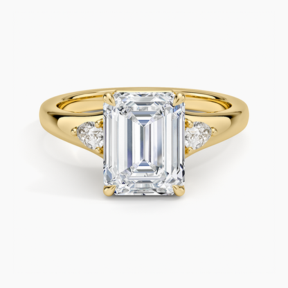 Aria Three Stone Signet Diamond Ring (1/4 ct. tw.) - Emerald Cut Center Stone