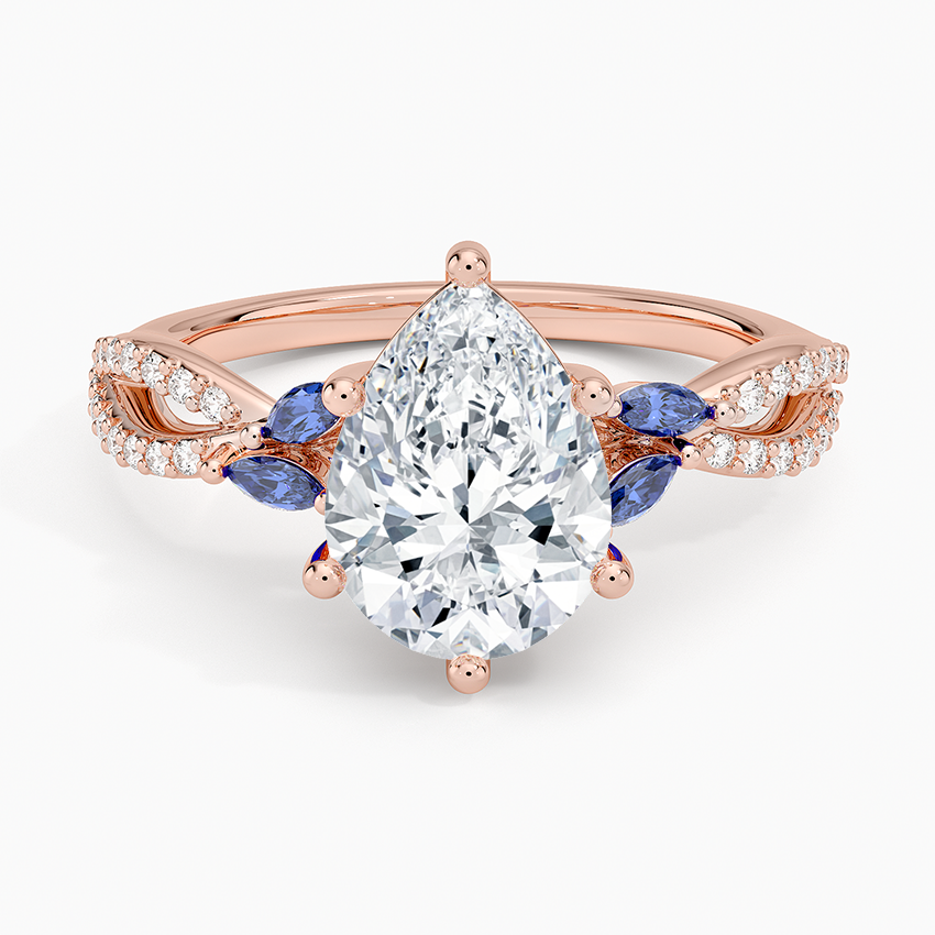 Luxe Willow Sapphire and Diamond Ring (1/8 ct. tw.) - Pear Center Stone