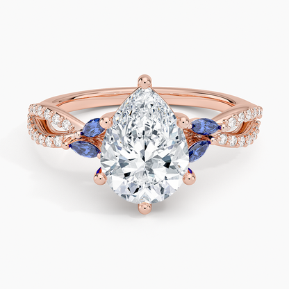 Luxe Willow Sapphire and Diamond Ring (1/8 ct. tw.) - Pear Center Stone