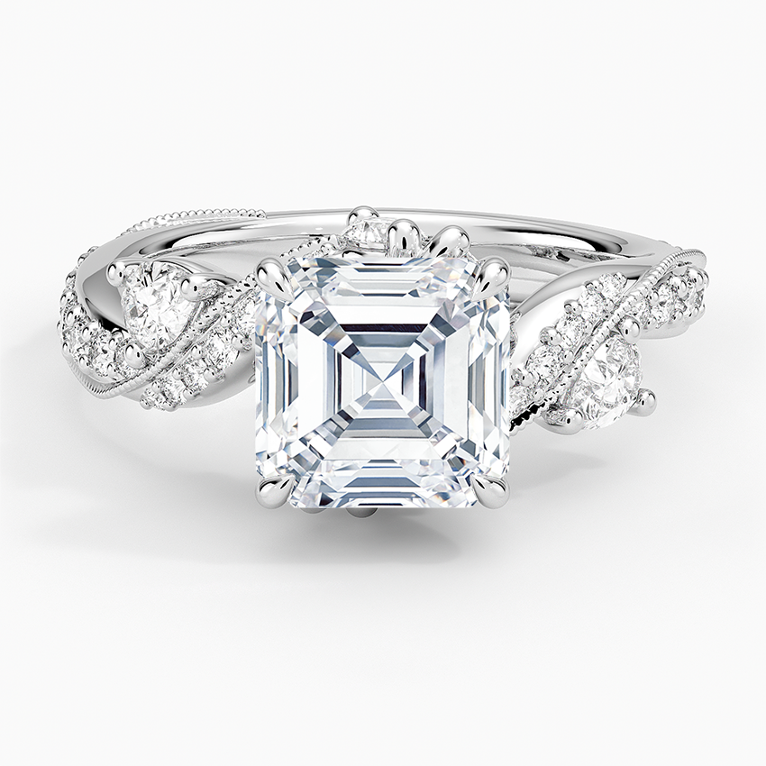 Grand Camellia Diamond Ring - Asscher Cut Center Stone