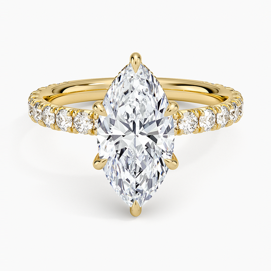 Perfect Fit French Pavé Diamond Ring - Marquise Center Stone