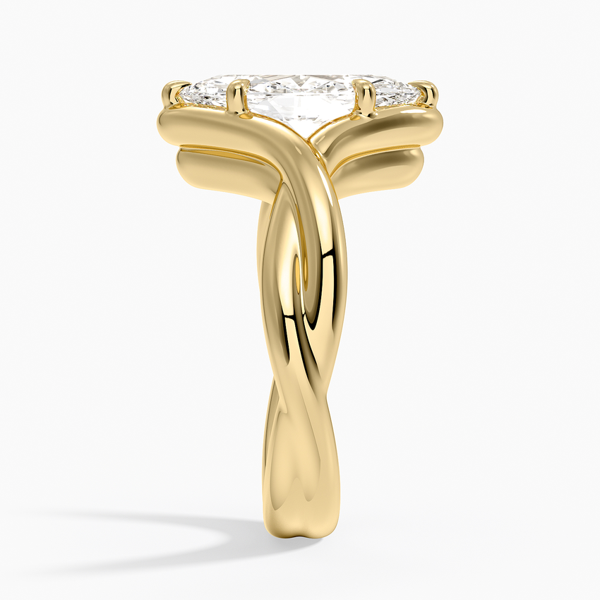 Bypass Twist Bezel Solitaire Diamond Ring - Marquise Cut Center Stone