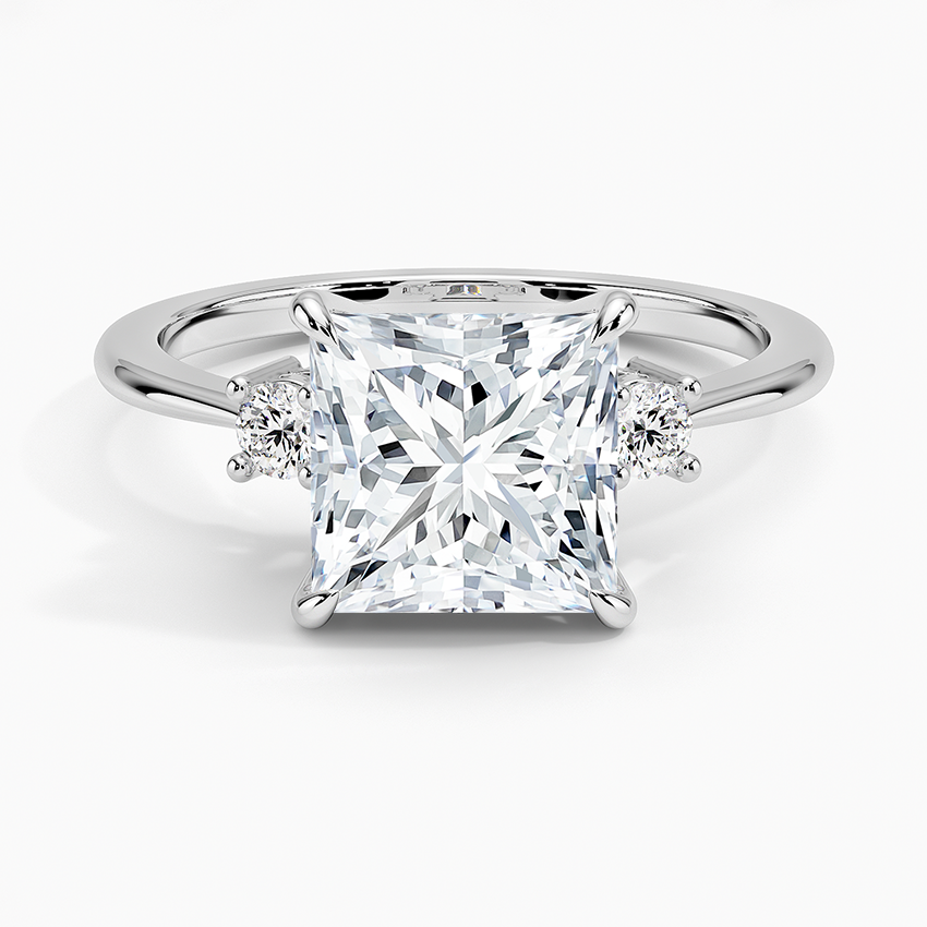 Petite Selene Three Stone Diamond Ring (1/10 ct. tw.) - Princess Cut Center Stone