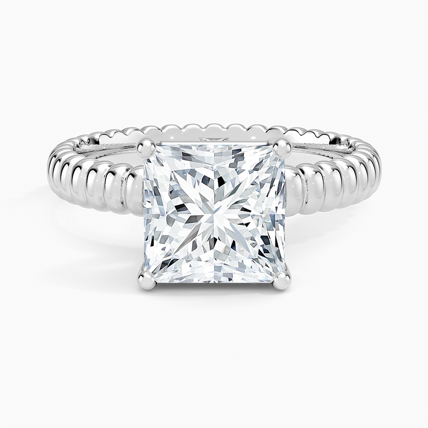 Petra Textured Solitaire Ring - Princess Cut Center Stone