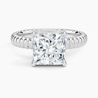 Petra Textured Solitaire Ring - Princess Cut Center Stone