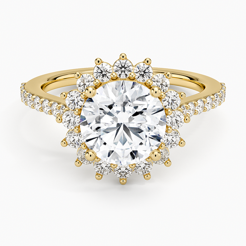 Luxe Sunburst Halo Diamond Ring (1/2 ct. tw.) - Round Center Stone