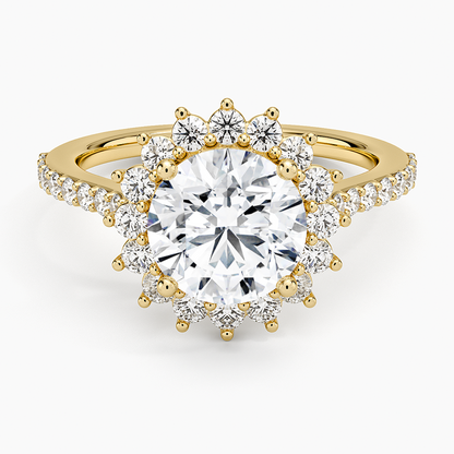 Luxe Sunburst Halo Diamond Ring (1/2 ct. tw.) - Round Center Stone