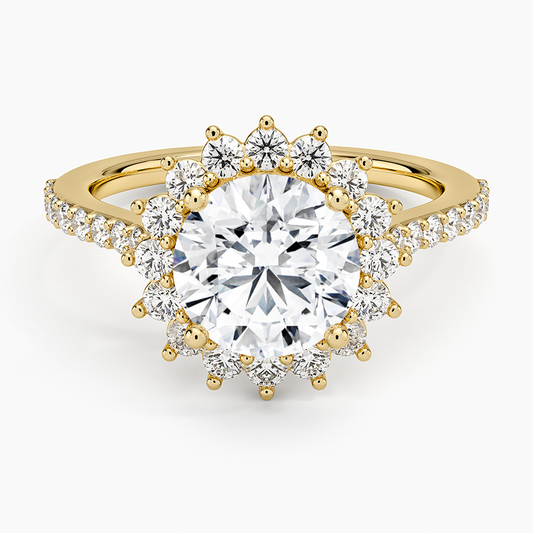 Luxe Sunburst Halo Diamond Ring (1/2 ct. tw.) - Round Center Stone