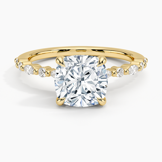 Delicate Versailles Diamond Ring - Cushion Cut Center Stone