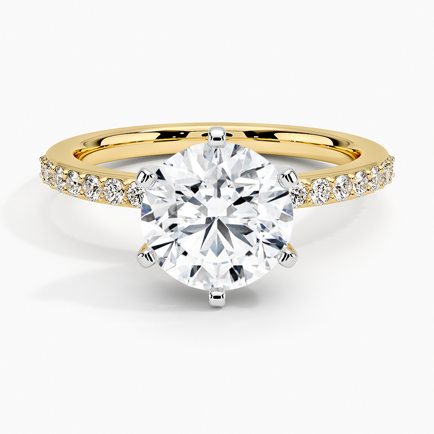 Six Prong Petite Shared Prong Diamond Ring (1/5 ct. tw.) - Round Center Stone