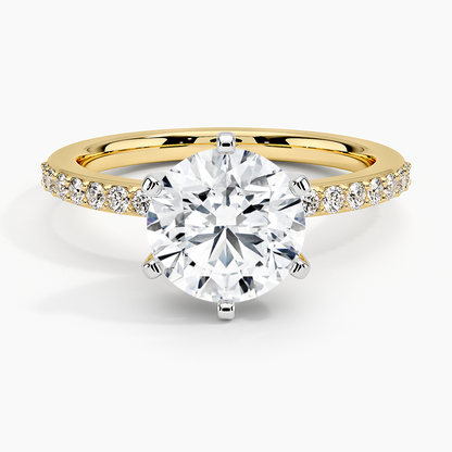 Six Prong Petite Shared Prong Diamond Ring (1/5 ct. tw.) - Round Center Stone