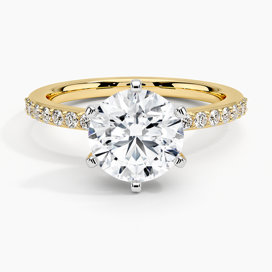 Six Prong Petite Shared Prong Diamond Ring (1/5 ct. tw.) - Round Center Stone