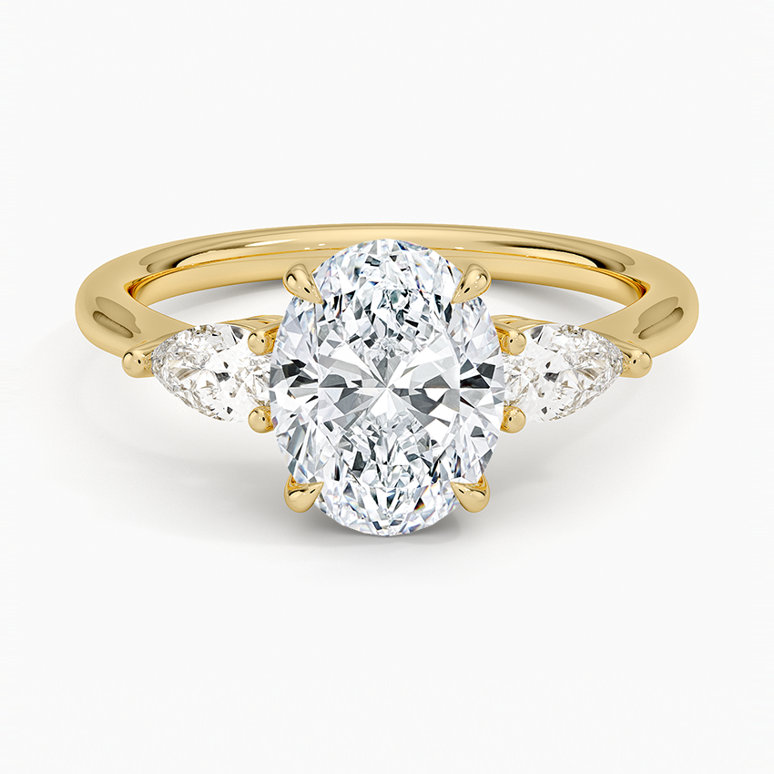 Opera Three Stone Diamond Ring - Oval Center Stone