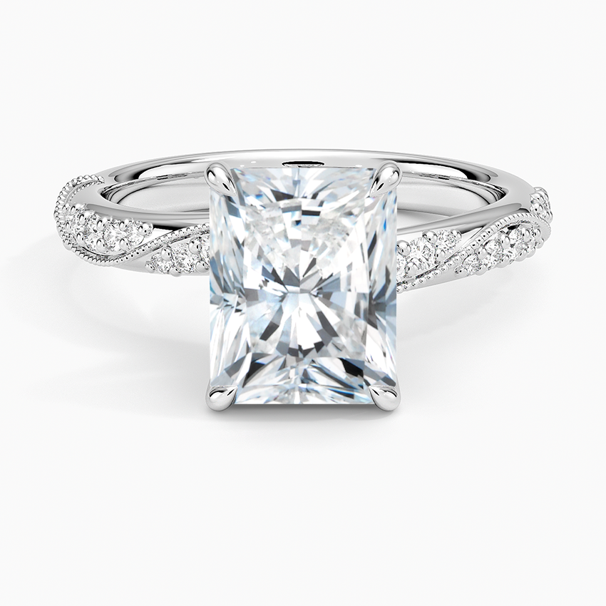 Camellia Hidden Accent 2.5mm Diamond Ring - Radiant Cut Center Stone