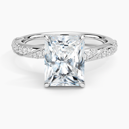 Camellia Hidden Accent 2.5mm Diamond Ring - Radiant Cut Center Stone