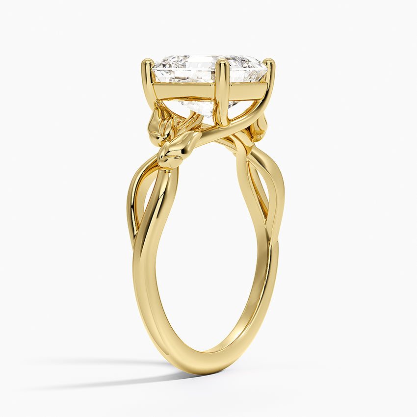 Budding Willow Solitaire Ring - Asscher Cut Center Stone