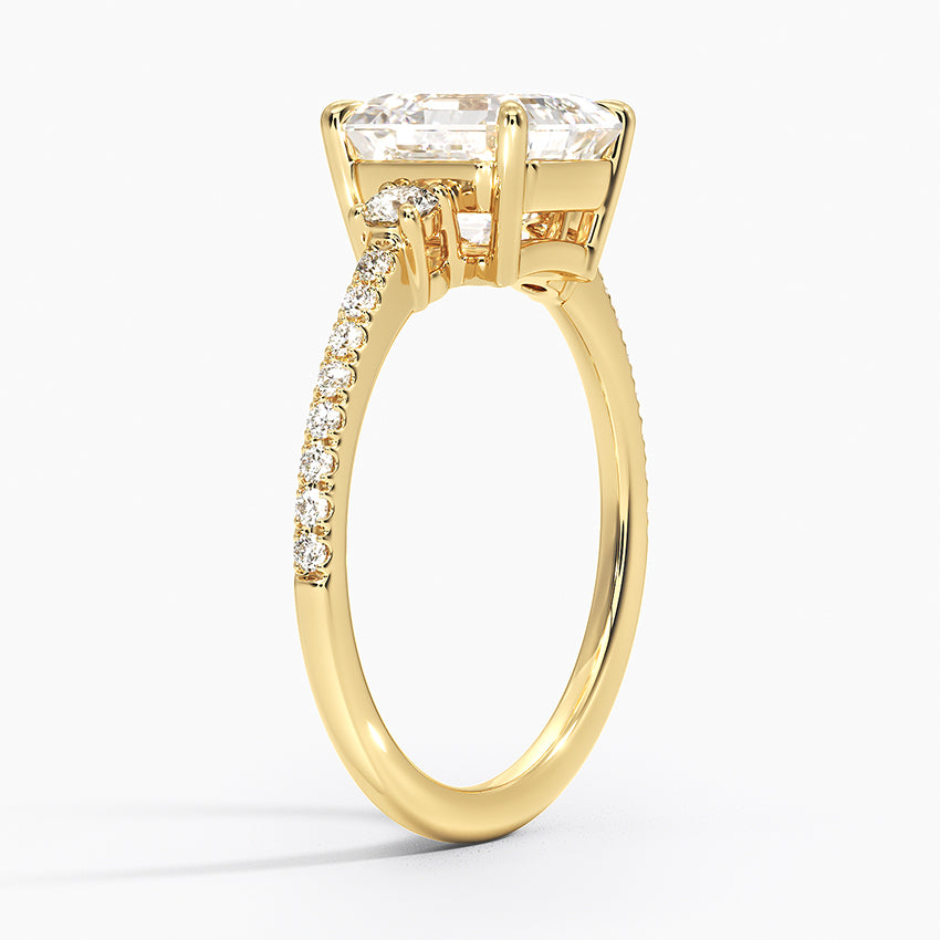 Lyra Three Stone Diamond Ring (1/4 ct. tw.) - Asscher Cut Center Stone