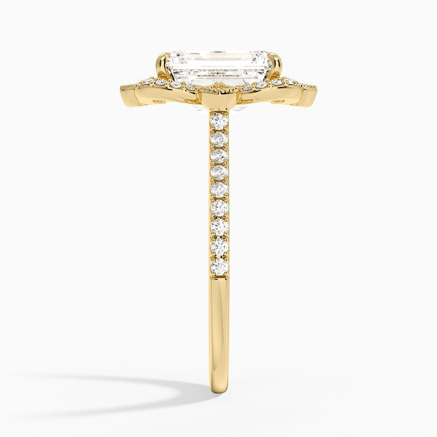 Reina Halo Diamond Ring - Emerald Cut Center Stone