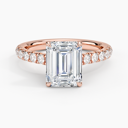 Sienna Half Coverage Diamond Ring - Emerald Cut Center Stone
