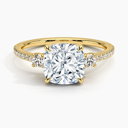 Lyra Three Stone Diamond Ring (1/4 ct. tw.) - Cushion Cut Center Stone