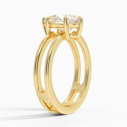 Aimee Open Double Band Solitaire Ring - Pear Center Stone