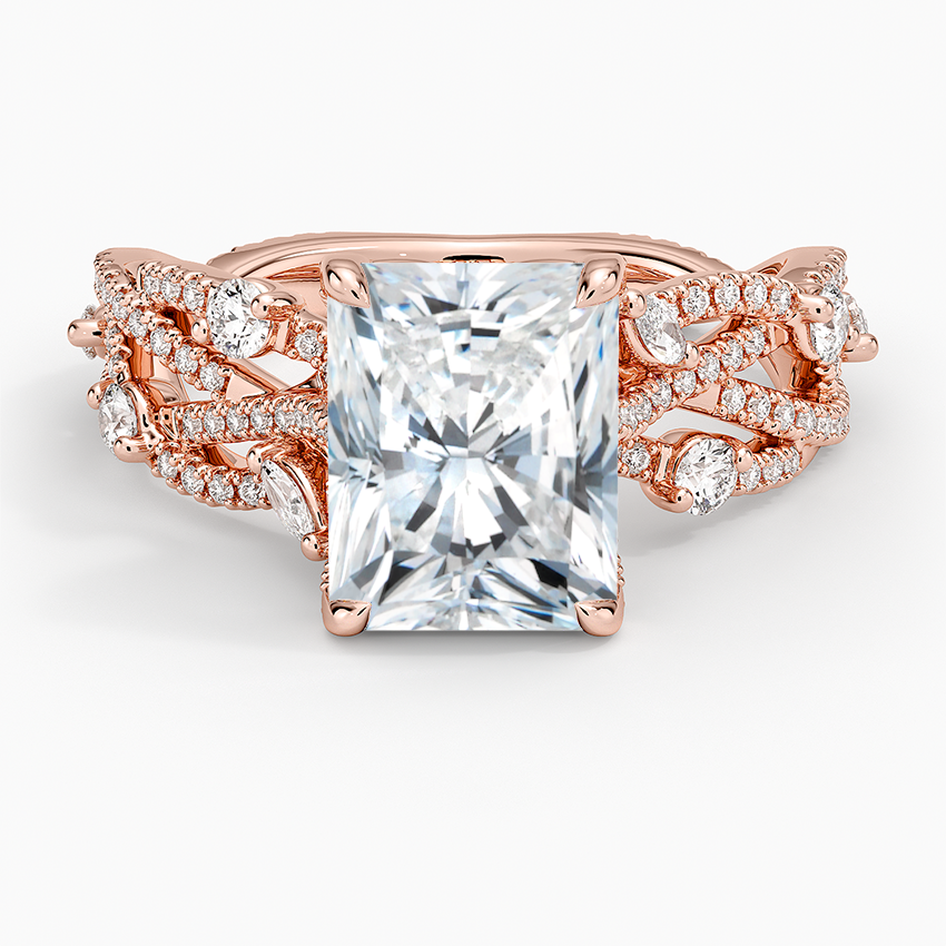 Grand Secret Garden Diamond Ring - Radiant Cut Center Stone