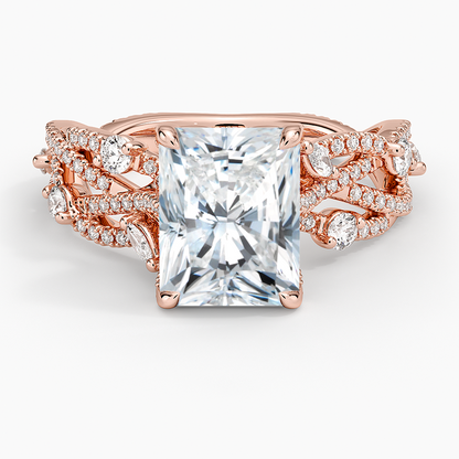 Grand Secret Garden Diamond Ring - Radiant Cut Center Stone