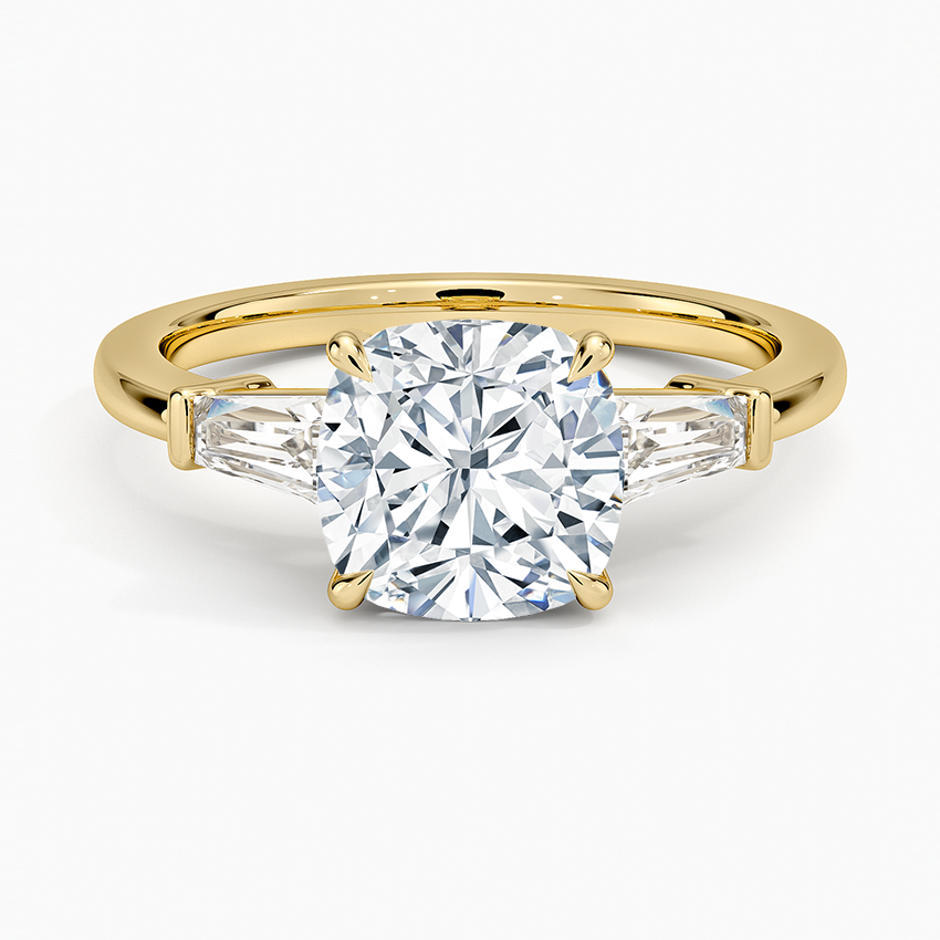 Symphony Tapered Baguette Three Stone Diamond Ring (1/2 ct. tw.) - Cushion Cut Center Stone
