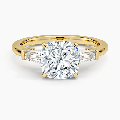 Symphony Tapered Baguette Three Stone Diamond Ring (1/2 ct. tw.) - Cushion Cut Center Stone