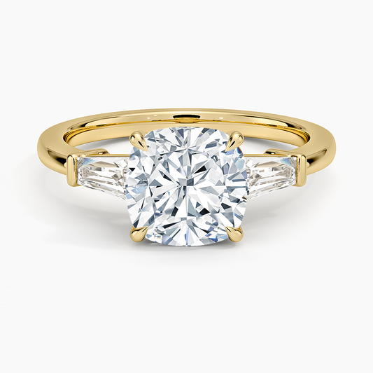 Symphony Tapered Baguette Three Stone Diamond Ring (1/2 ct. tw.) - Cushion Cut Center Stone