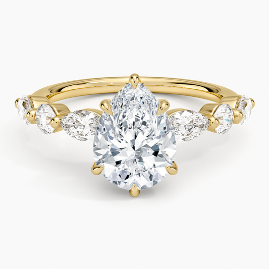 Grand Versailles Diamond Ring - Pear Cut Center Stone