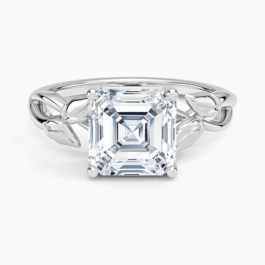 Budding Willow Solitaire Ring - Asscher Cut Center Stone