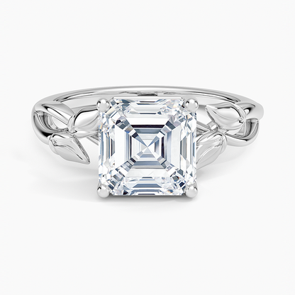 Budding Willow Solitaire Ring - Asscher Cut Center Stone
