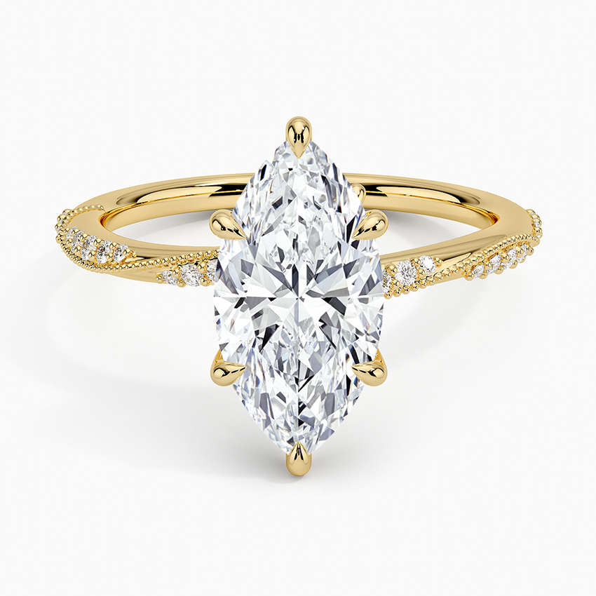 Camellia Hidden Accent 1.5mm Diamond Ring - Marquise Center Stone