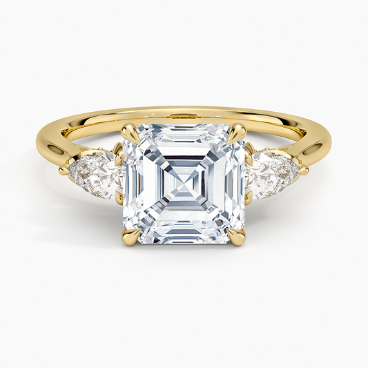 Petal Pear Three Stone Diamond Ring (1/2 ct. tw.) - Asscher Cut Center Stone