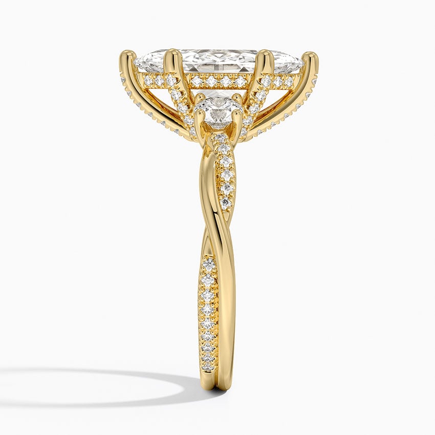 Adorned Petite Twisted Vine Three Stone Diamond Ring - Marquise Cut Center Stone