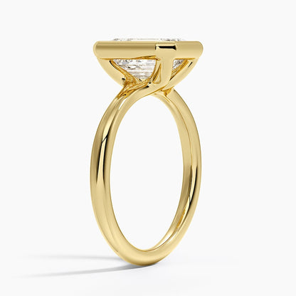 Freesia Bezel Solitaire Ring - Emerald Cut Center Stone